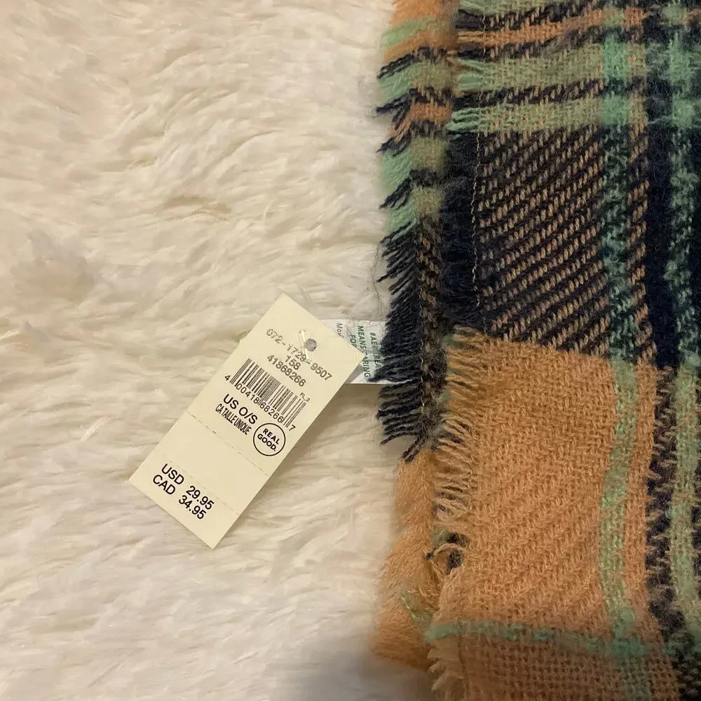 Aerie‎ Large Plaid Soft Blanket Scarf - NEW Warm Winter Accessories